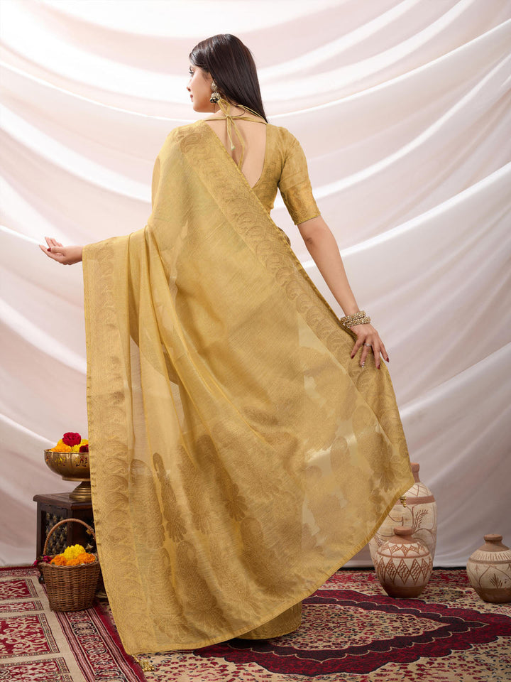 Woven Design Cotton Linen Saree