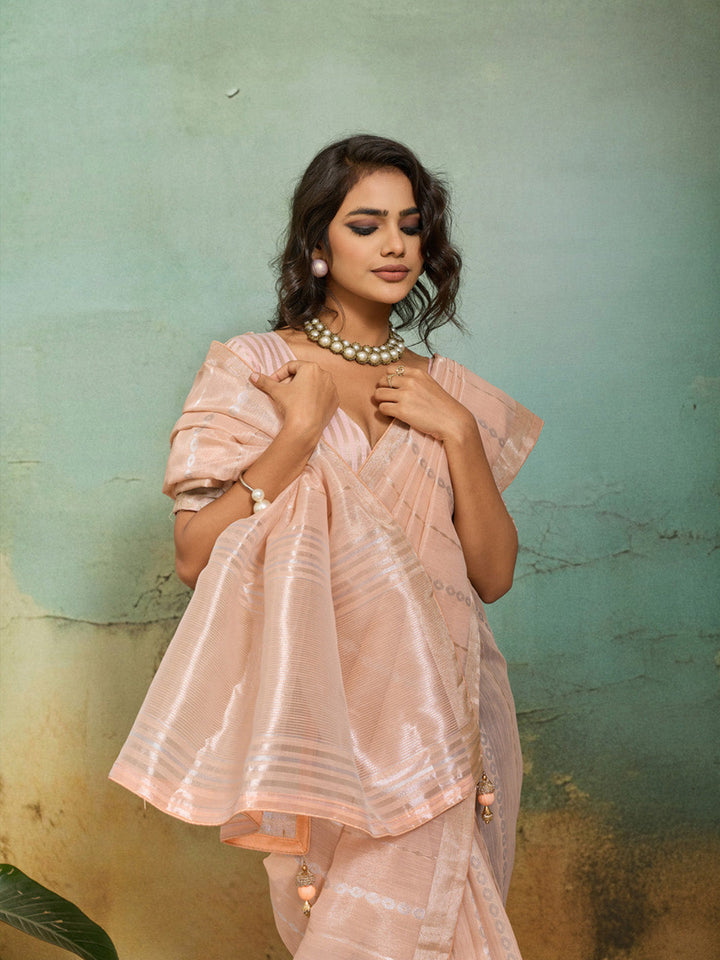 Woven Design Tissue Linen Saree