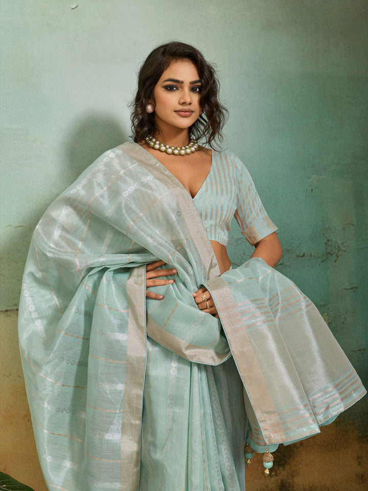 Woven Design Tissue Linen Saree