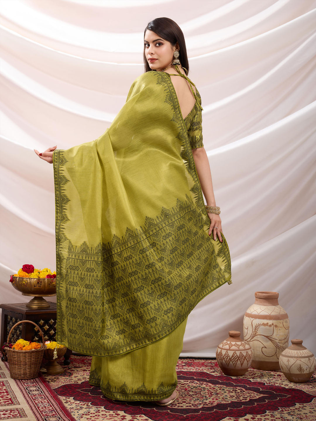 Woven Design Cotton Linen Saree
