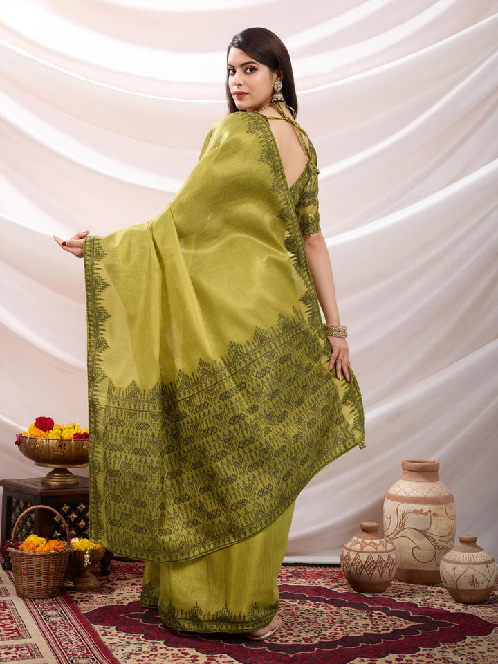 Woven Design Cotton Linen Saree