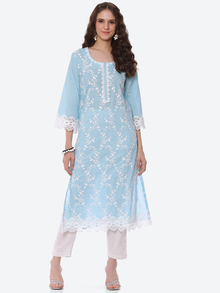Thread Embroidered Cotton Kurta