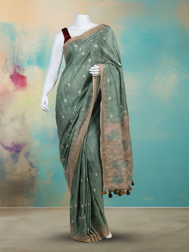 Printed &amp; Embroidered Booti Art Silk Saree