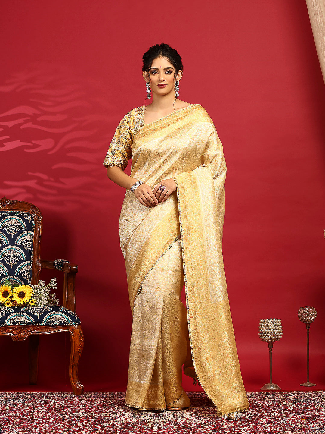 Embroidered Dola Silk Saree