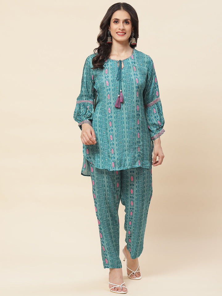 Printed Muslin Kurti With Pants