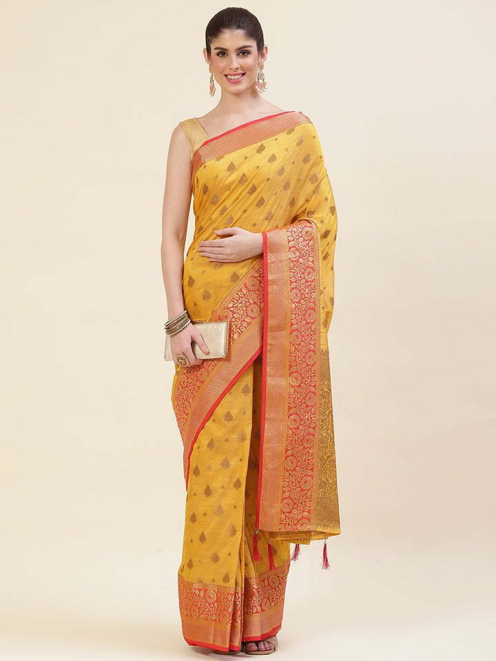 Zari Border Booti Handloom Woven Saree