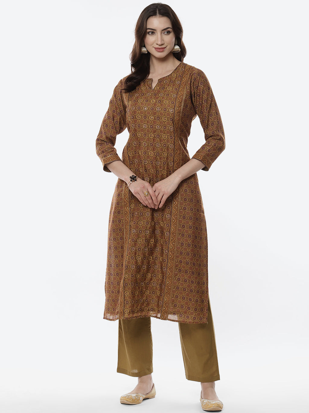 Printed Chanderi Kurti With Pant