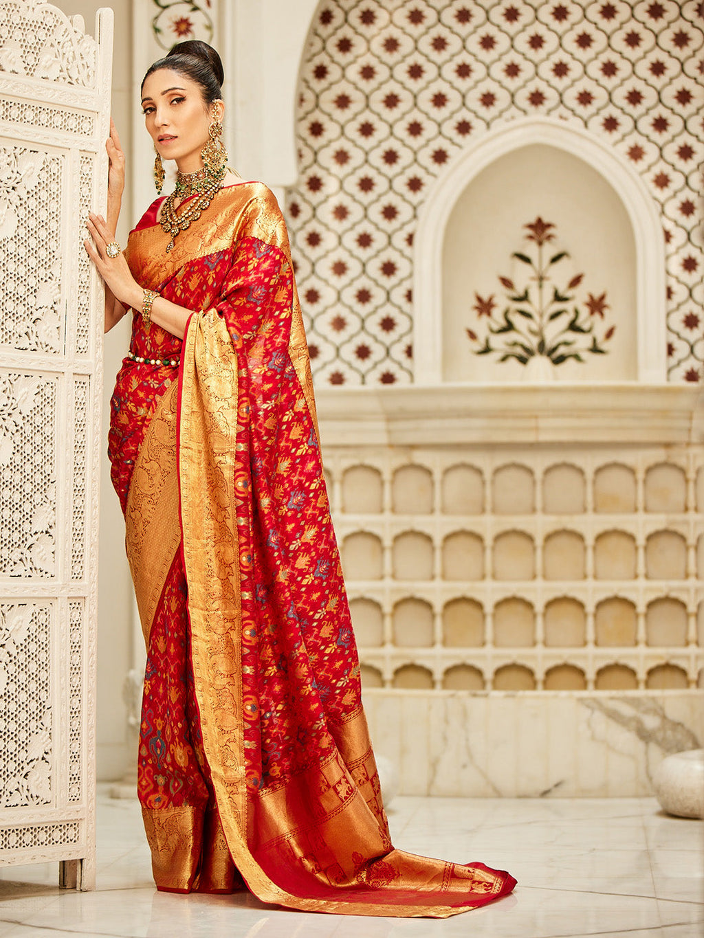 Jamawar Woven Tussar Pashmina Saree