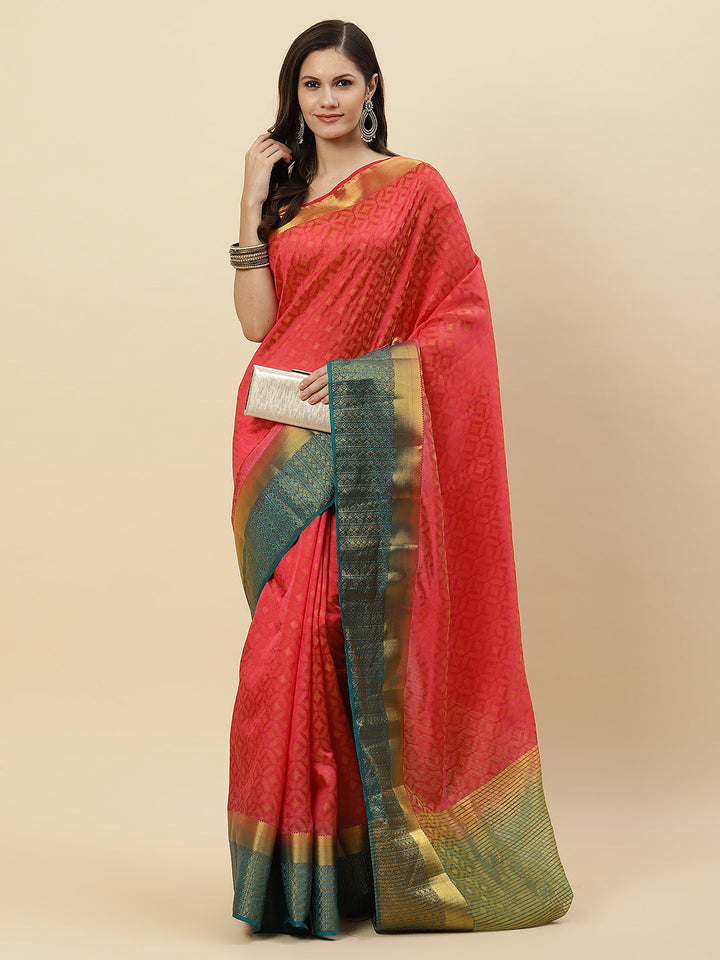 Plain Zari Border Handloom Woven Saree