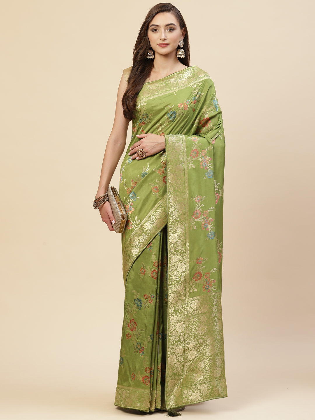 Floral Zari Jaal Handloom Woven Saree
