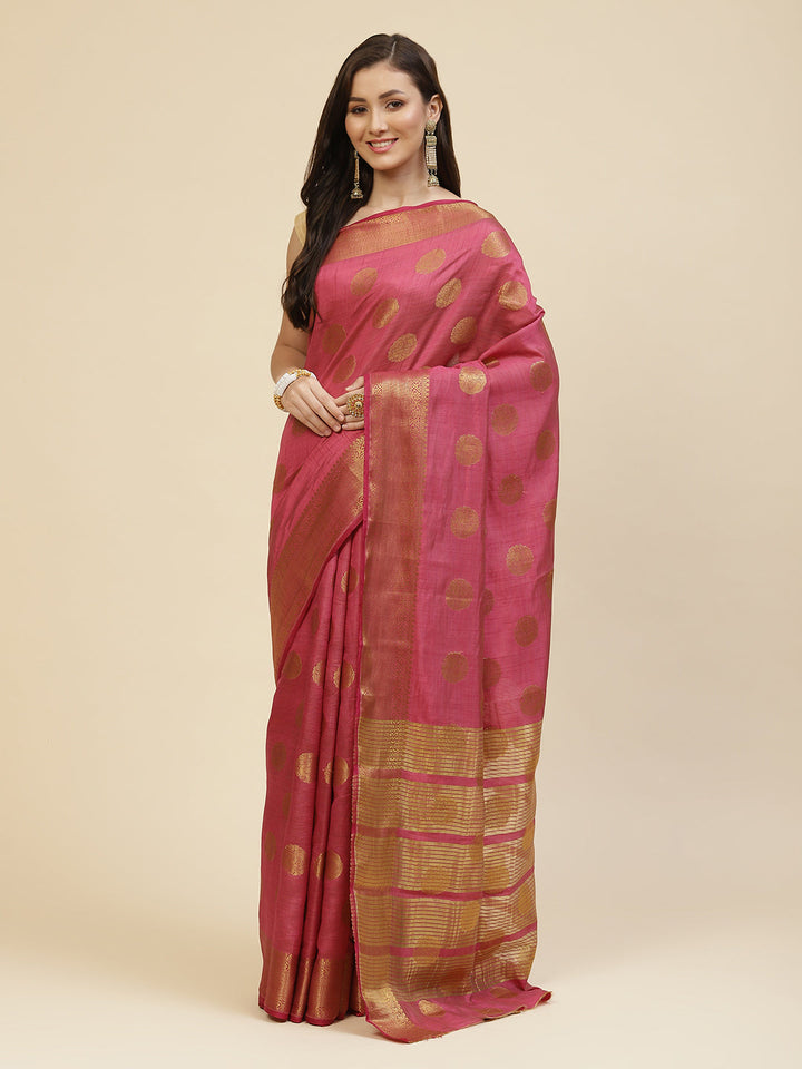 Zari Border Booti Handloom Woven Saree