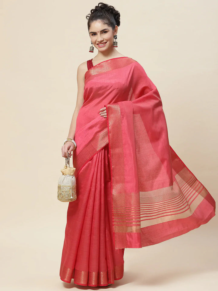 Zari Border Booti Handloom Woven Saree
