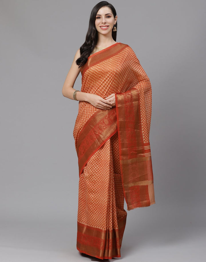 Cotton Printed Saree With Zari Border