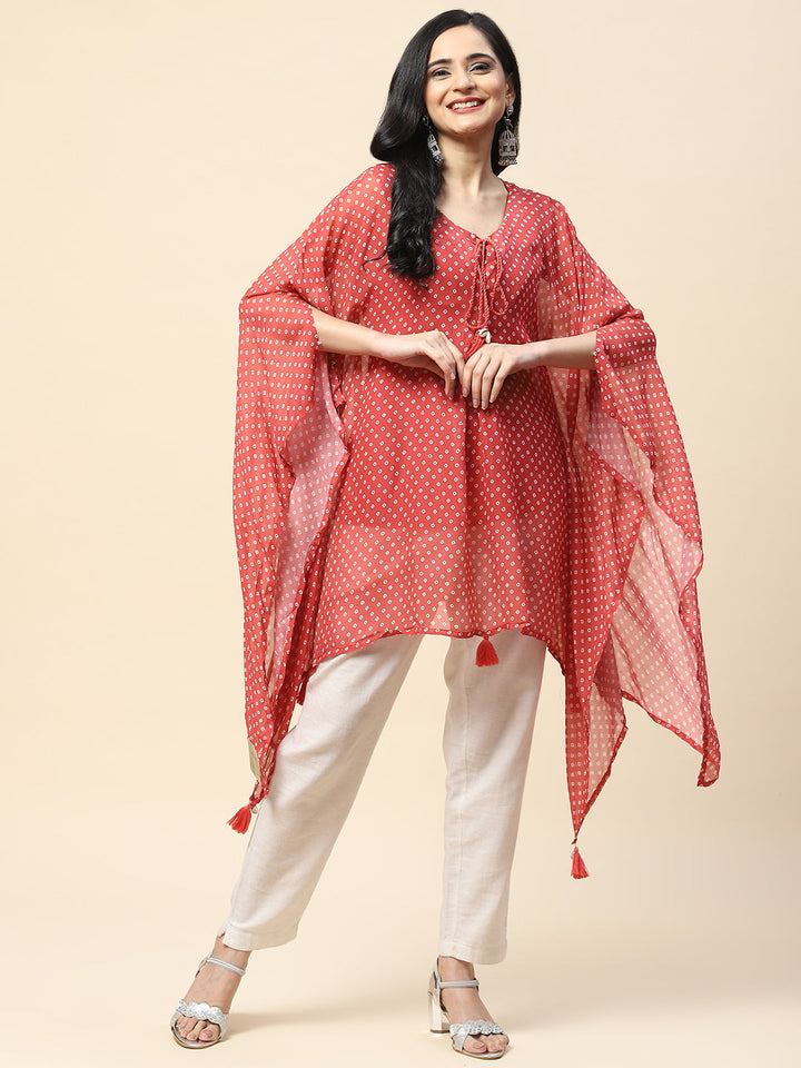 Printed Georgette Kaftan Kurti With Inner