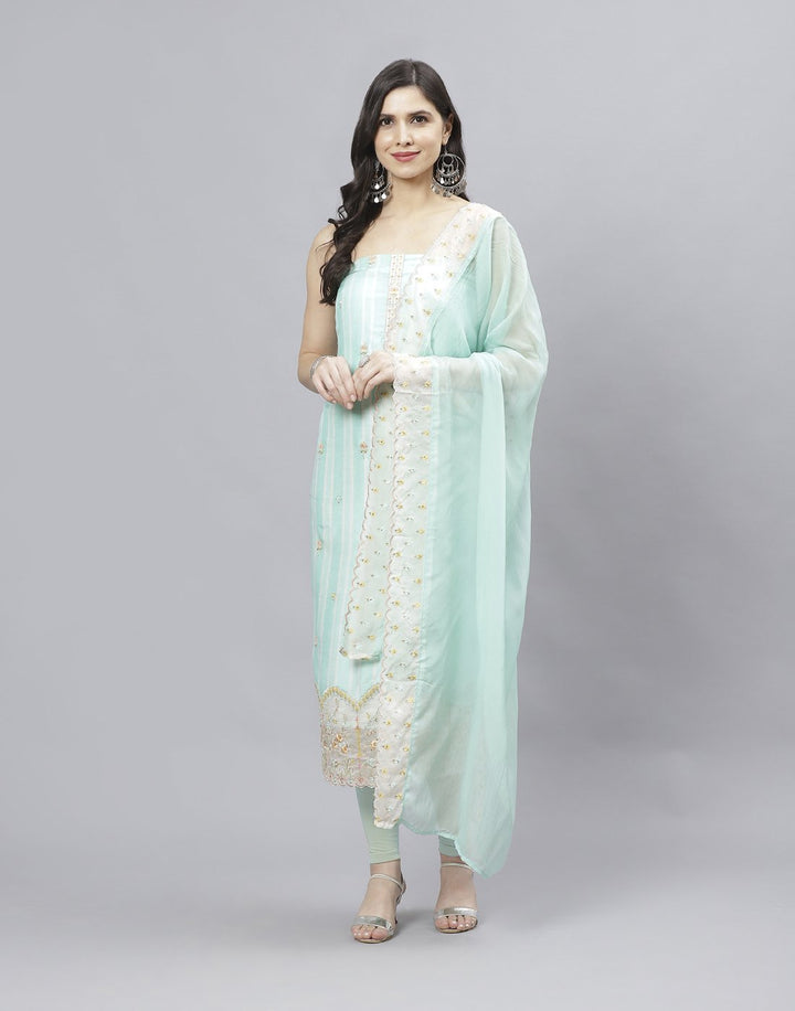Printed Chanderi Suit Piece With Embroidered Chanderi Dupatta