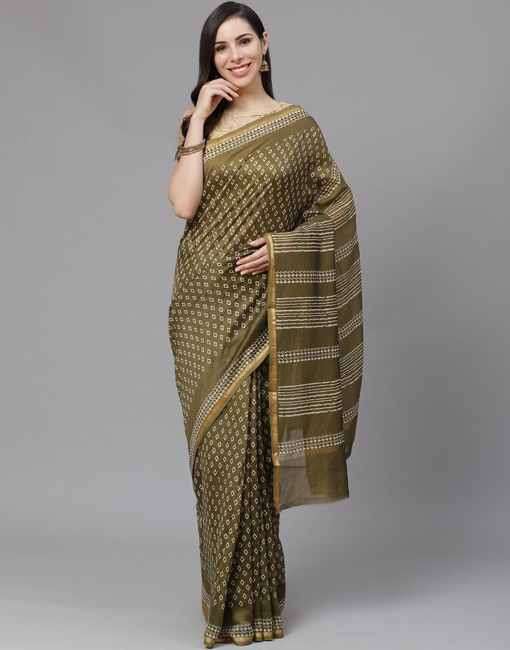 Printed Cotton Chanderi Saree