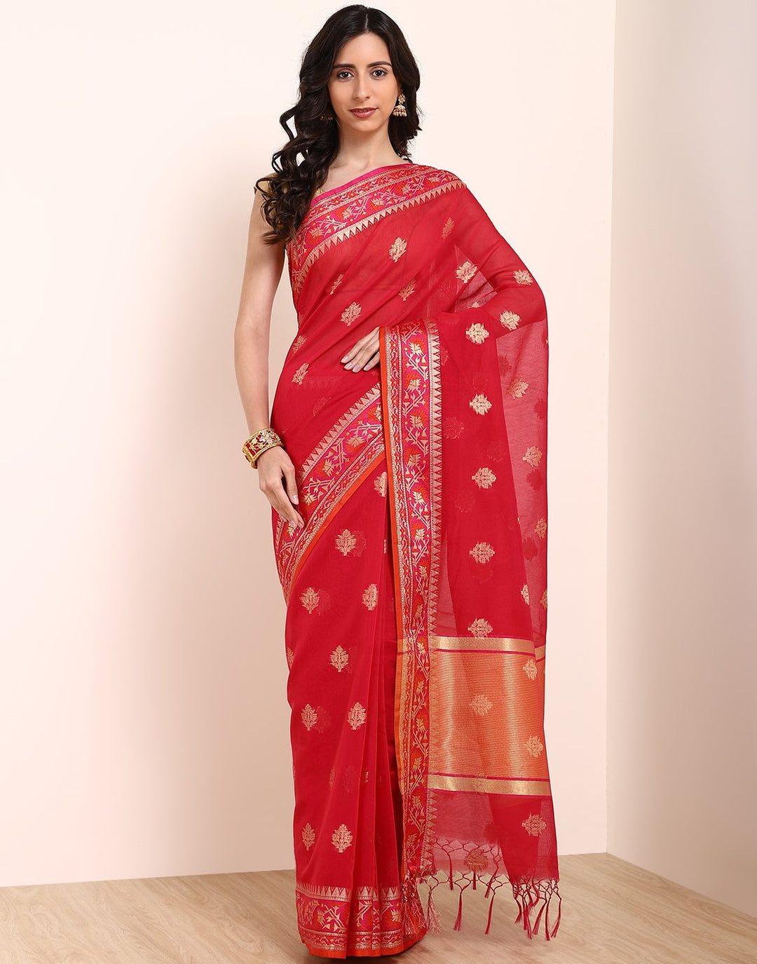 MBZ Meena Bazaar-Rani Cotton Woven Saree