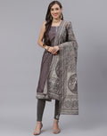 Chanderi Embroidered Suit Piece with thread work dupatta