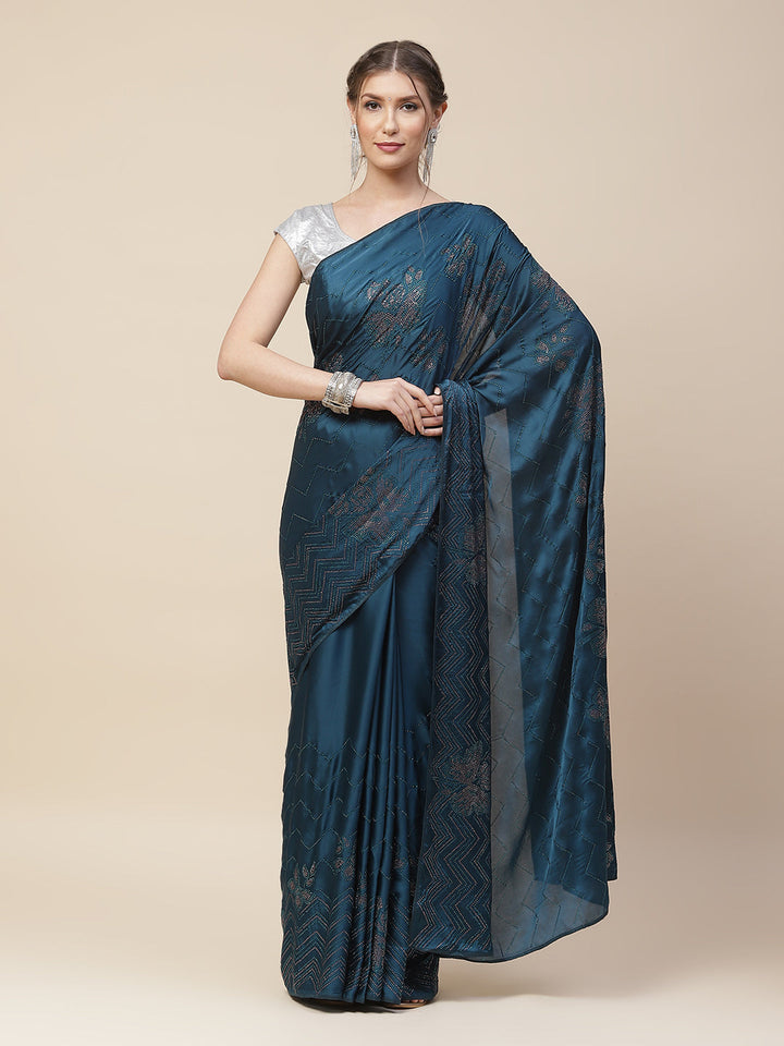 Stone Embroidered Satin Saree