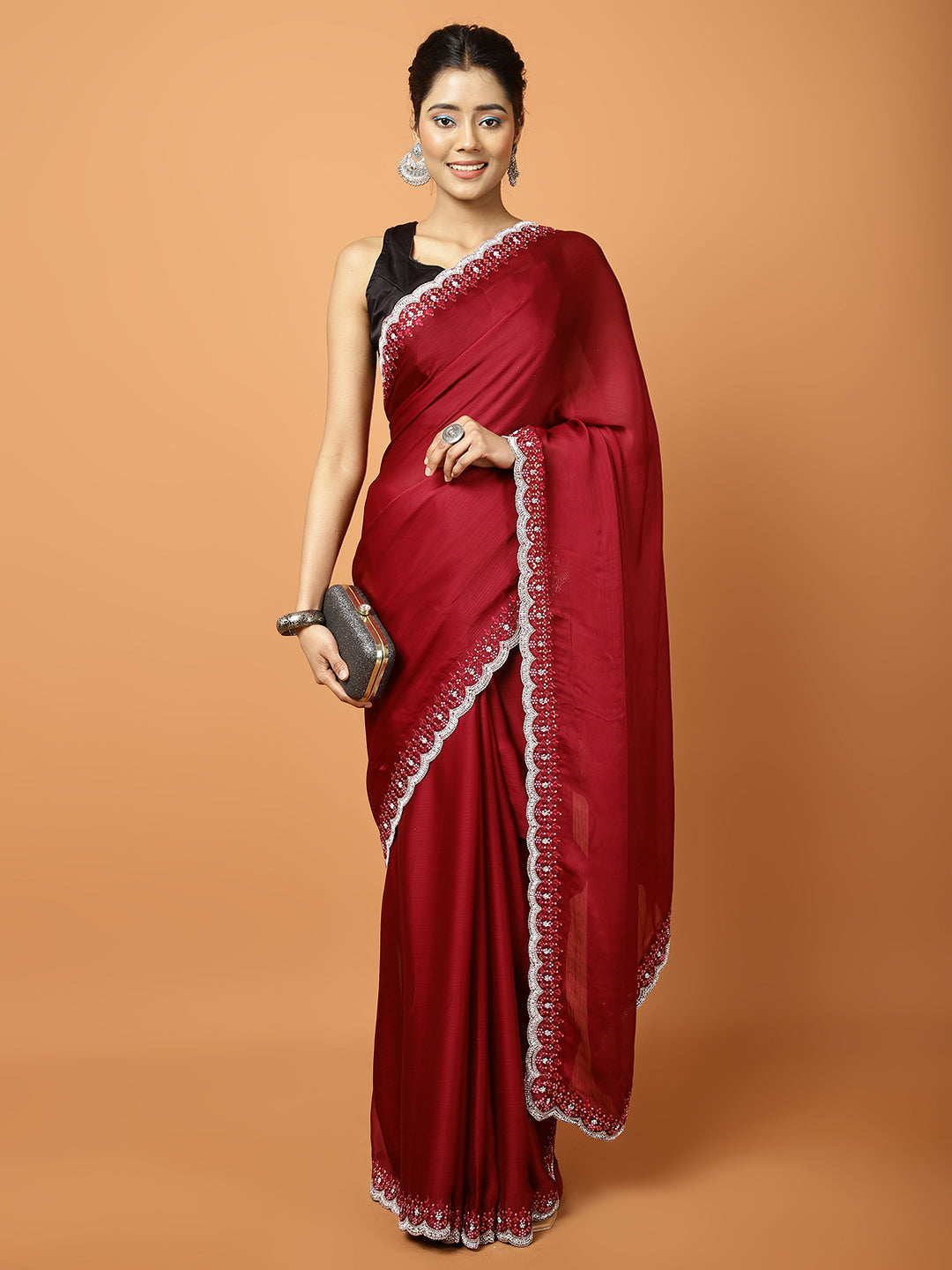 Stone Work Art Chiffon Saree