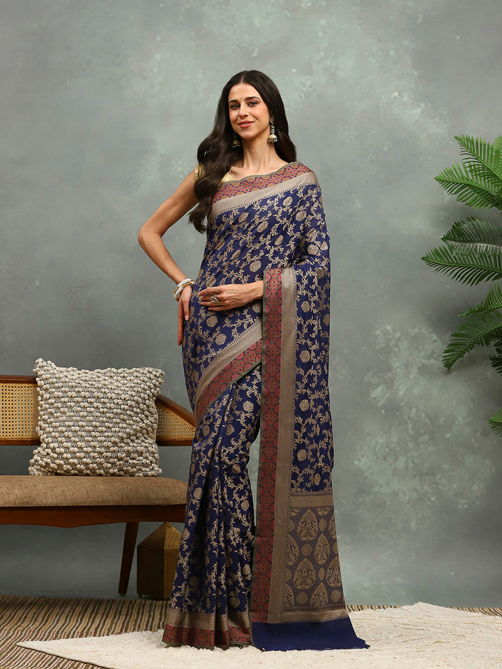 Resham Woven Design Cotton Blend Woven Saree