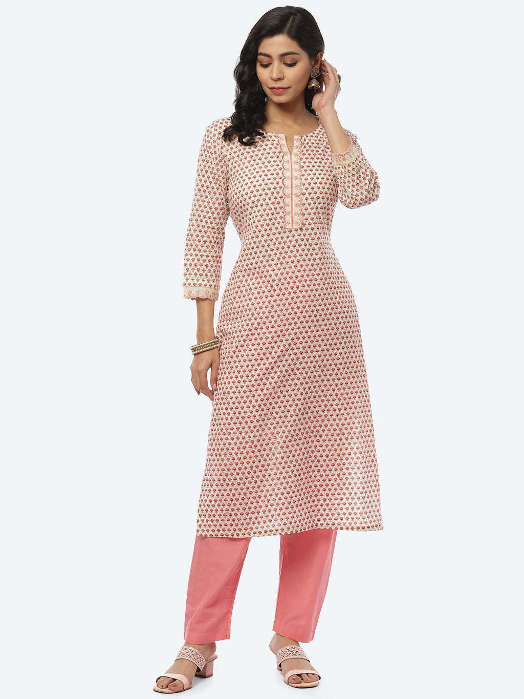 Floral Printed Cotton Kurti With Pant