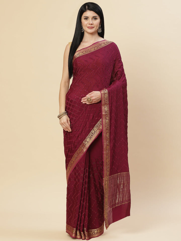 Embroidered Crepe Saree