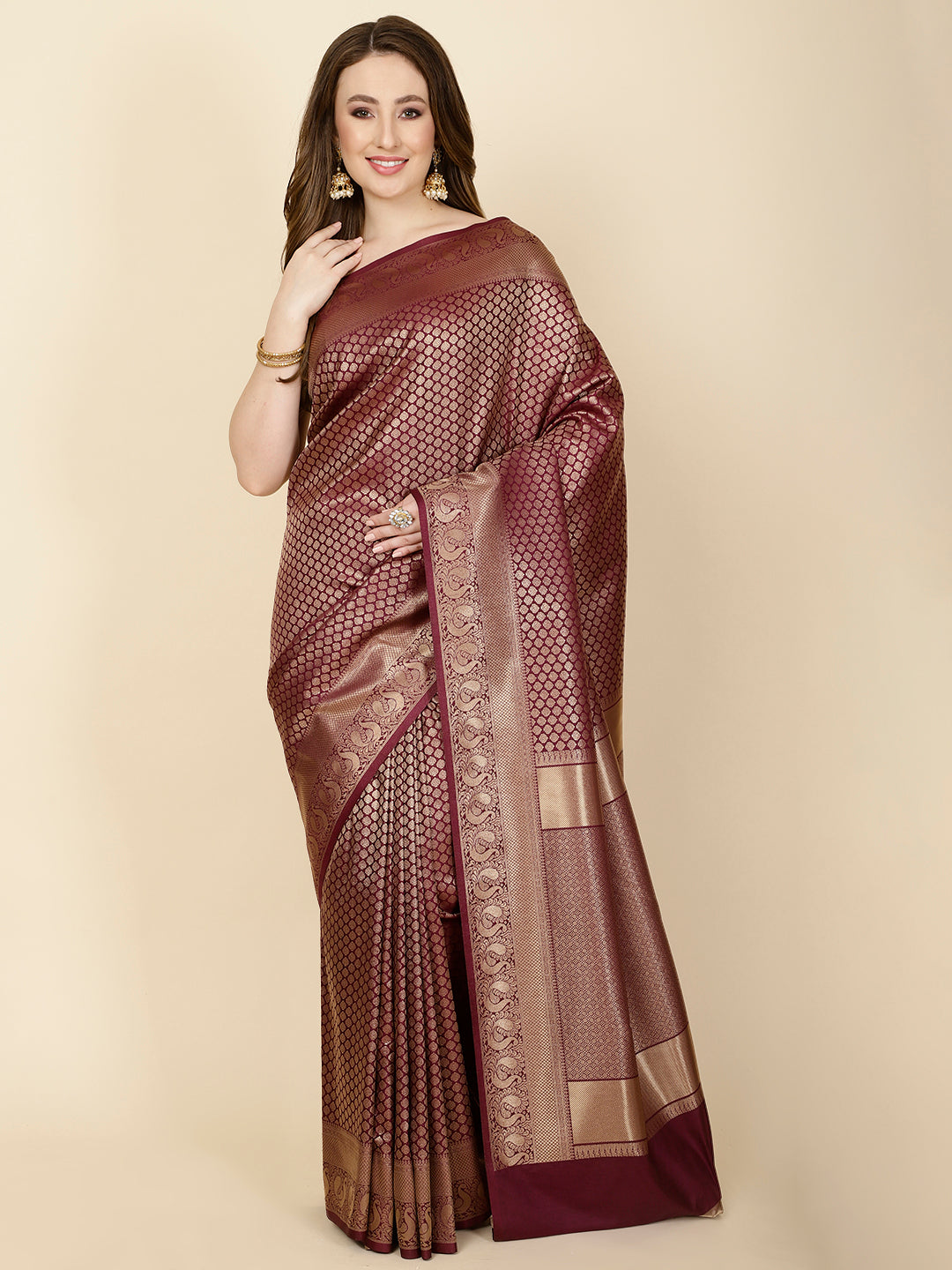 Brocade Zari Jaal Handloom Woven Saree