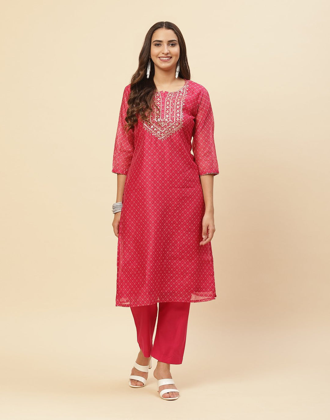 Embroidered Cotton Kurti With Pant