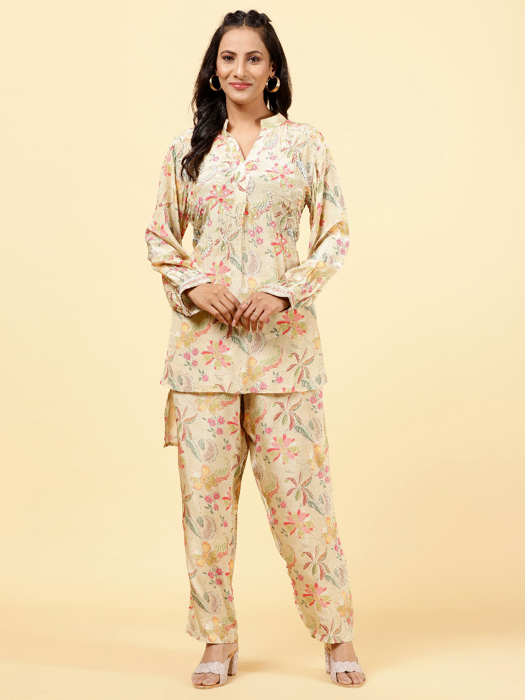Printed Crepe Kurta With Pants