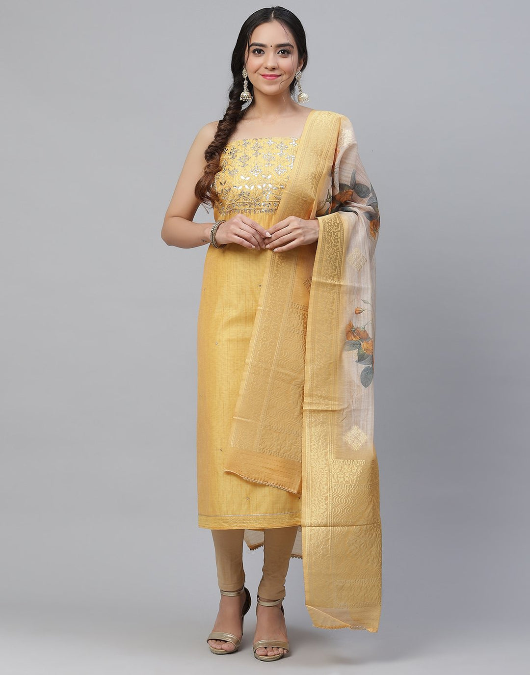 Chanderi Embroidered Suit Piece