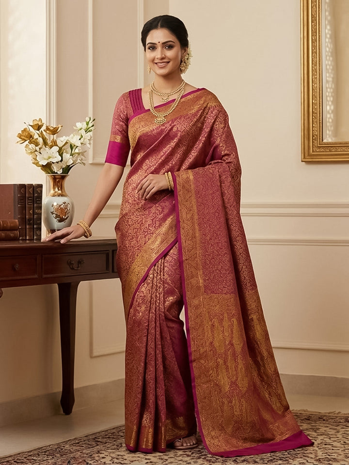Rani Woven Design Satan Resham Banarasi Saree