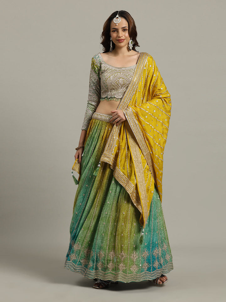 Bandhani Crepe Choli With Lehenga &amp; Dupatta