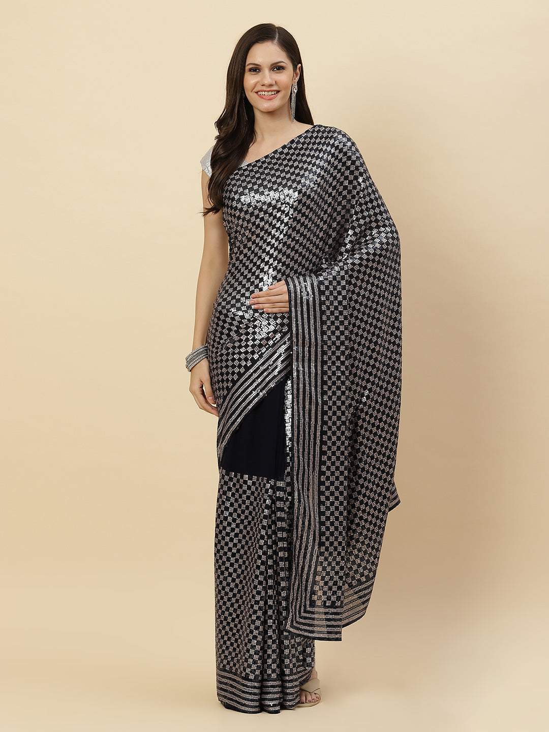 Sequin Embroidered Georgette Saree