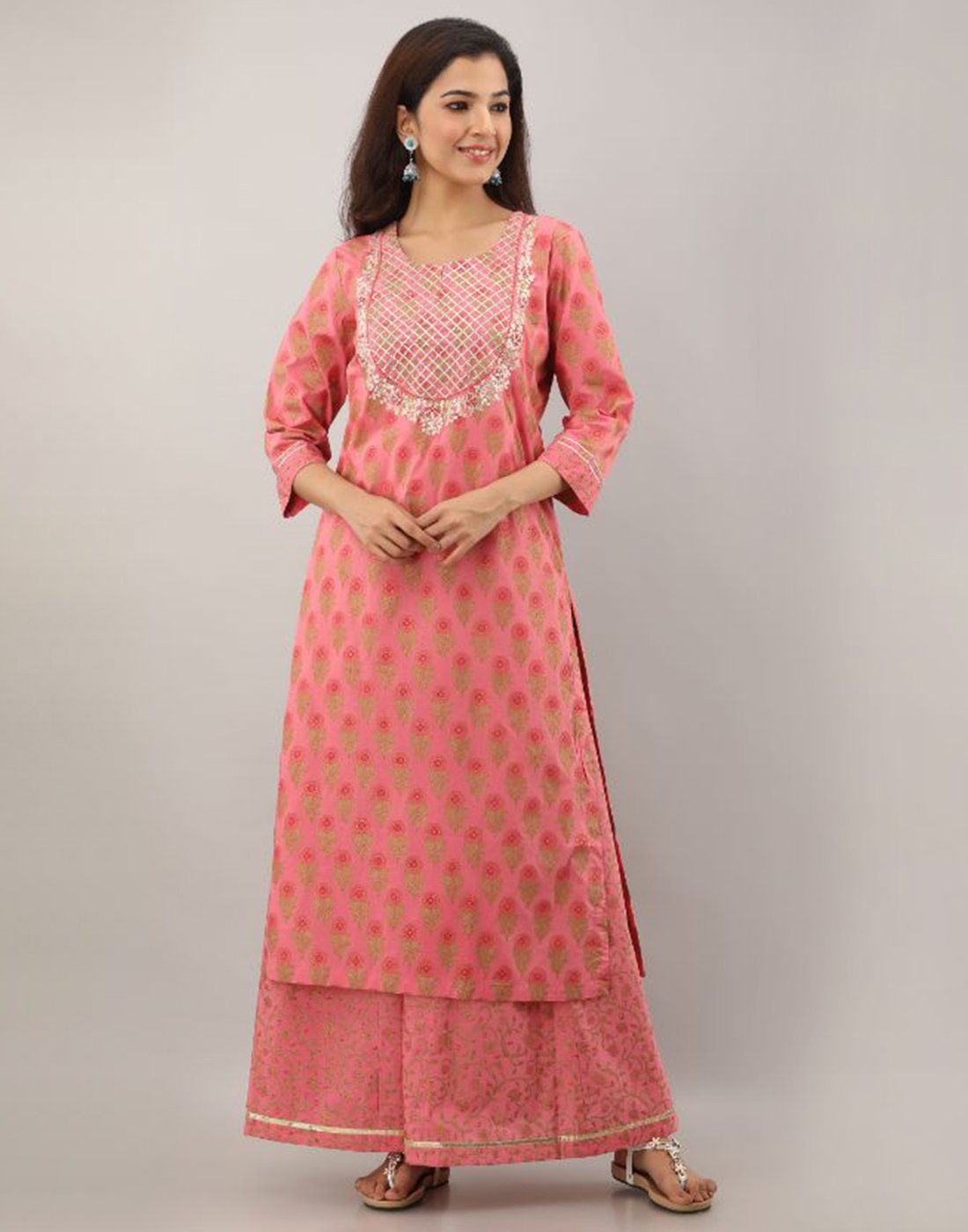 Printed Cotton Kurti With Plazzo