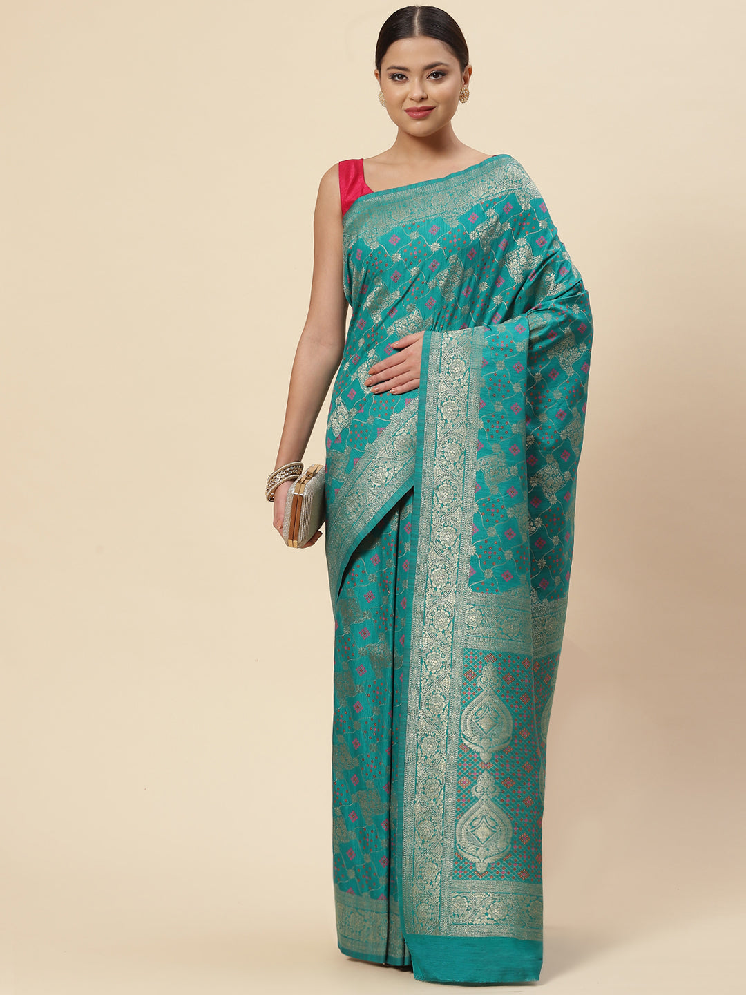 Zari Jaal Handloom Woven Saree