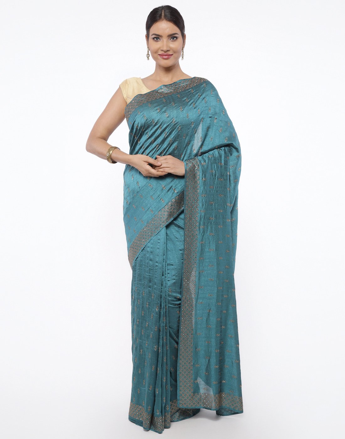 Art Dupion Silk Saree With Embroidery