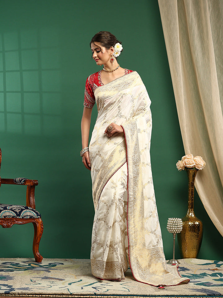Embroidered Dola Silk Saree