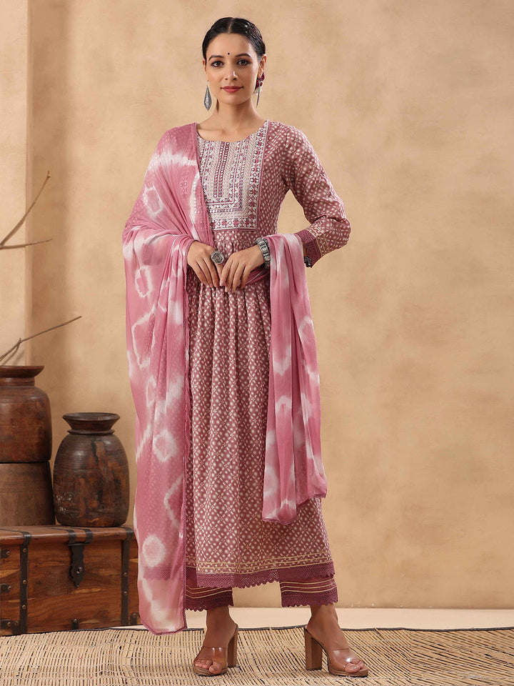 Block Printed Cotton Kurta With Pants &amp; Dupatta