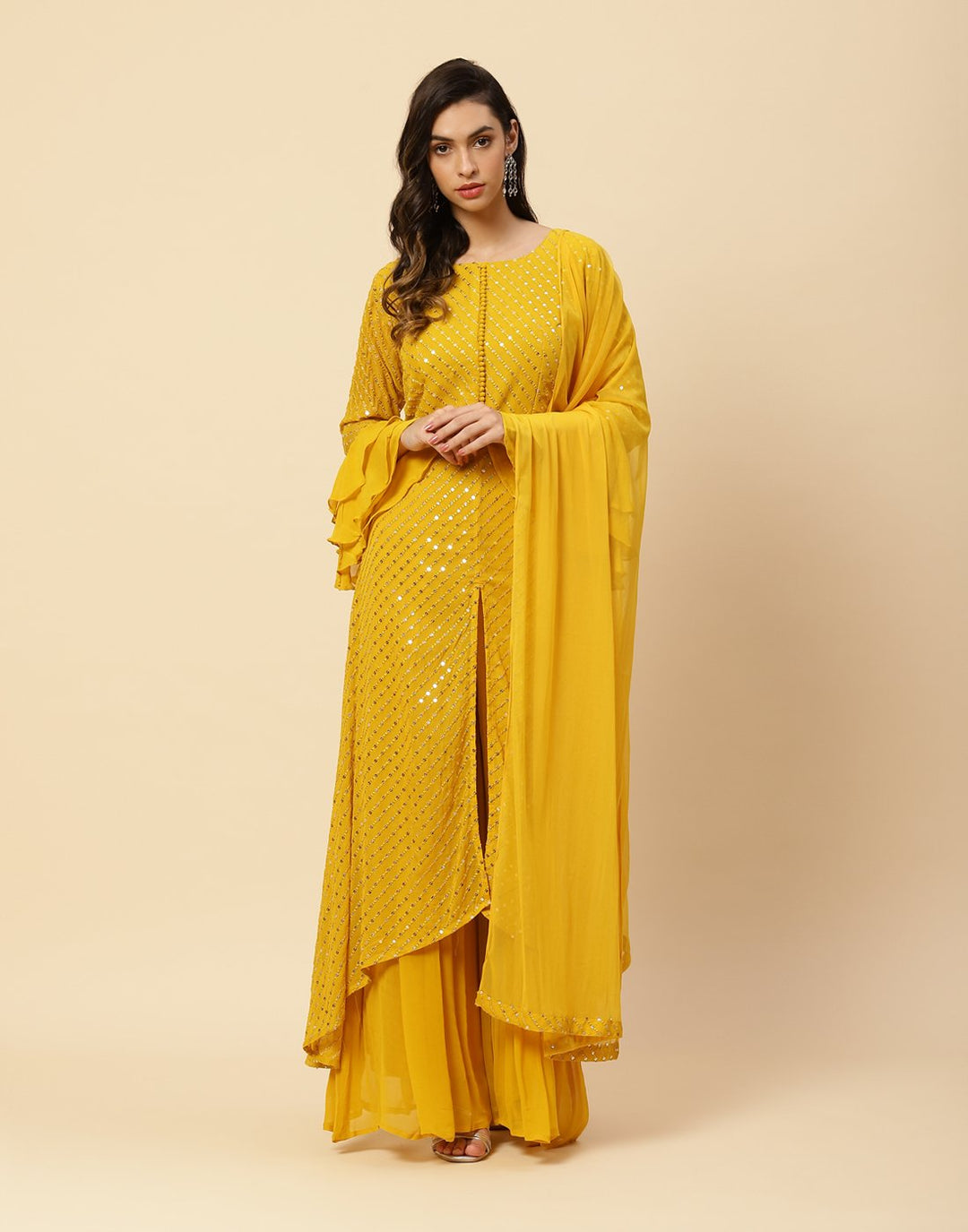 Sequence Embroidered Georgette Stitched Salwar Kameez With Dupatta