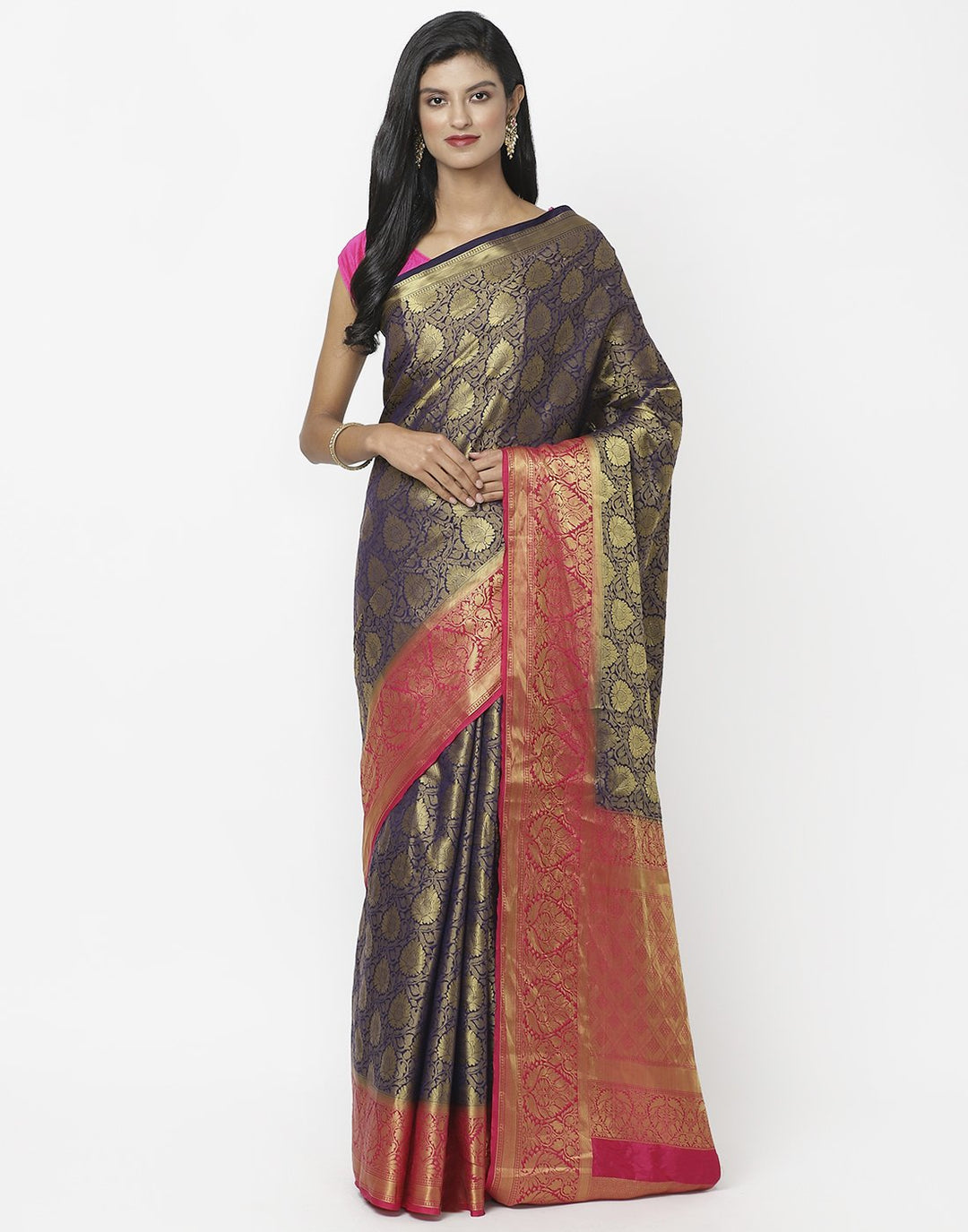 Navy Blue Art Handloom Saree