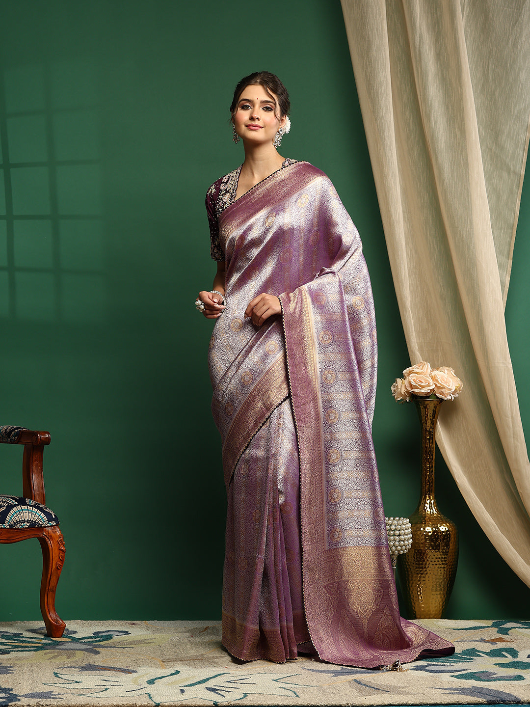 Embroidered Dola Silk Saree