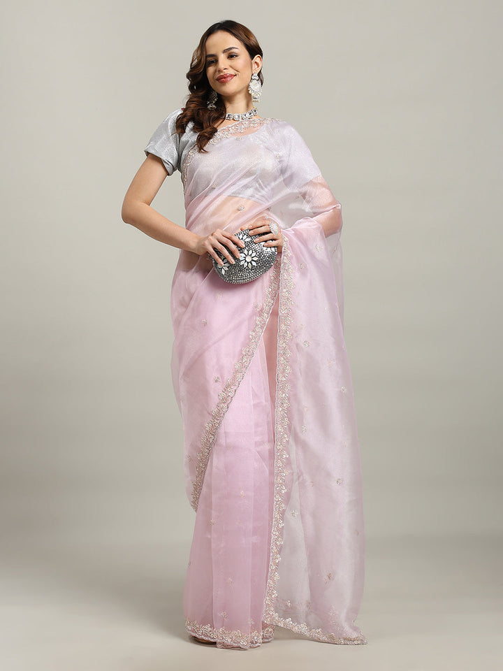 Sequence Embroidery Tissue Saree
