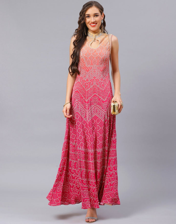 Blue and Peach Pink Dress