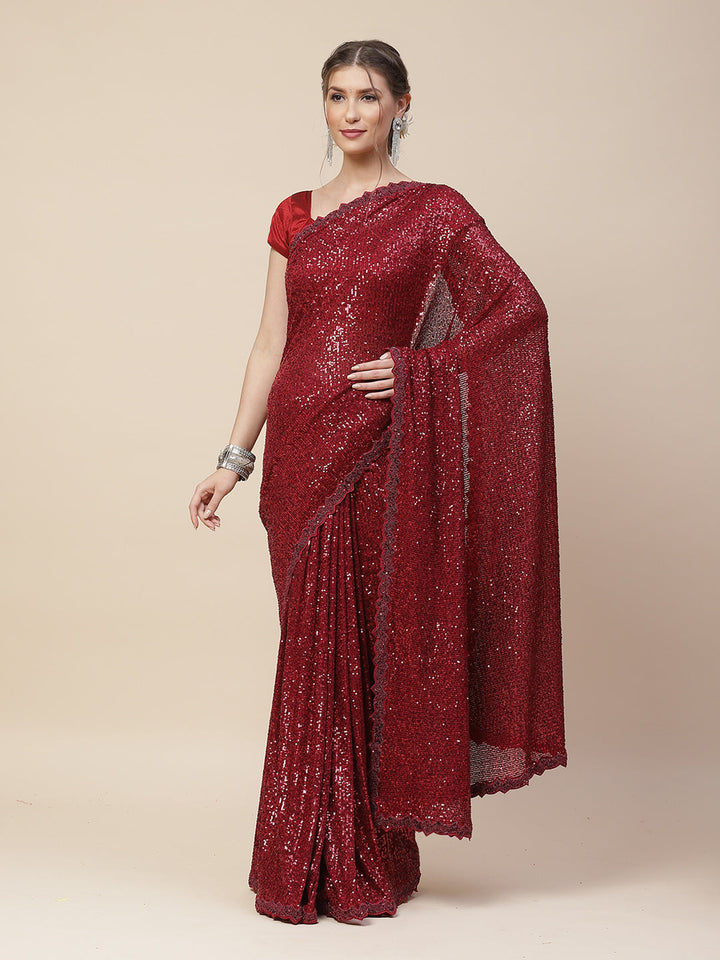 Embroidered Net Sequin Saree