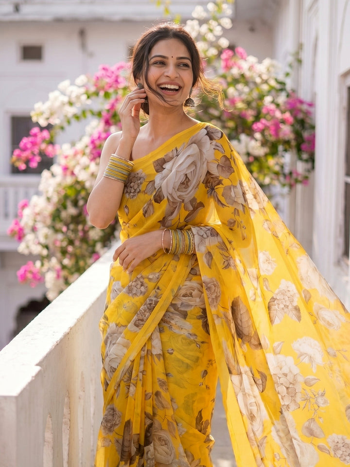 Digital Print Chiffon Saree