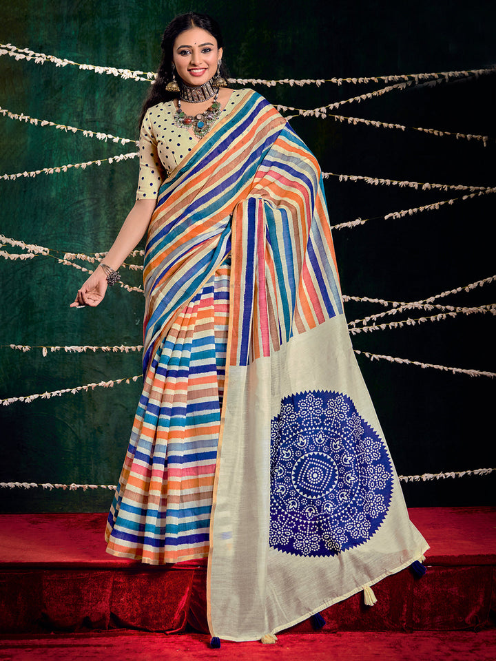Check Printed Chanderi Saree