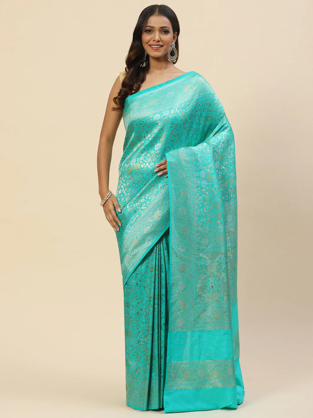 Brocade Zari Jaal Handloom Woven Saree