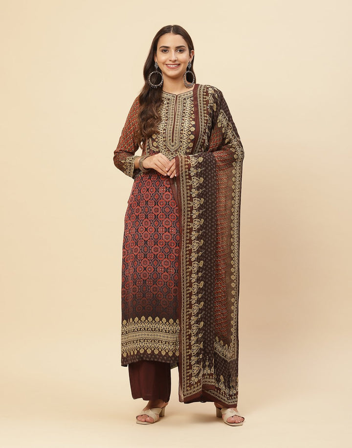 Digital Printed Crepe Salwar Kameez Stitched Suit With Georgette Dupatta