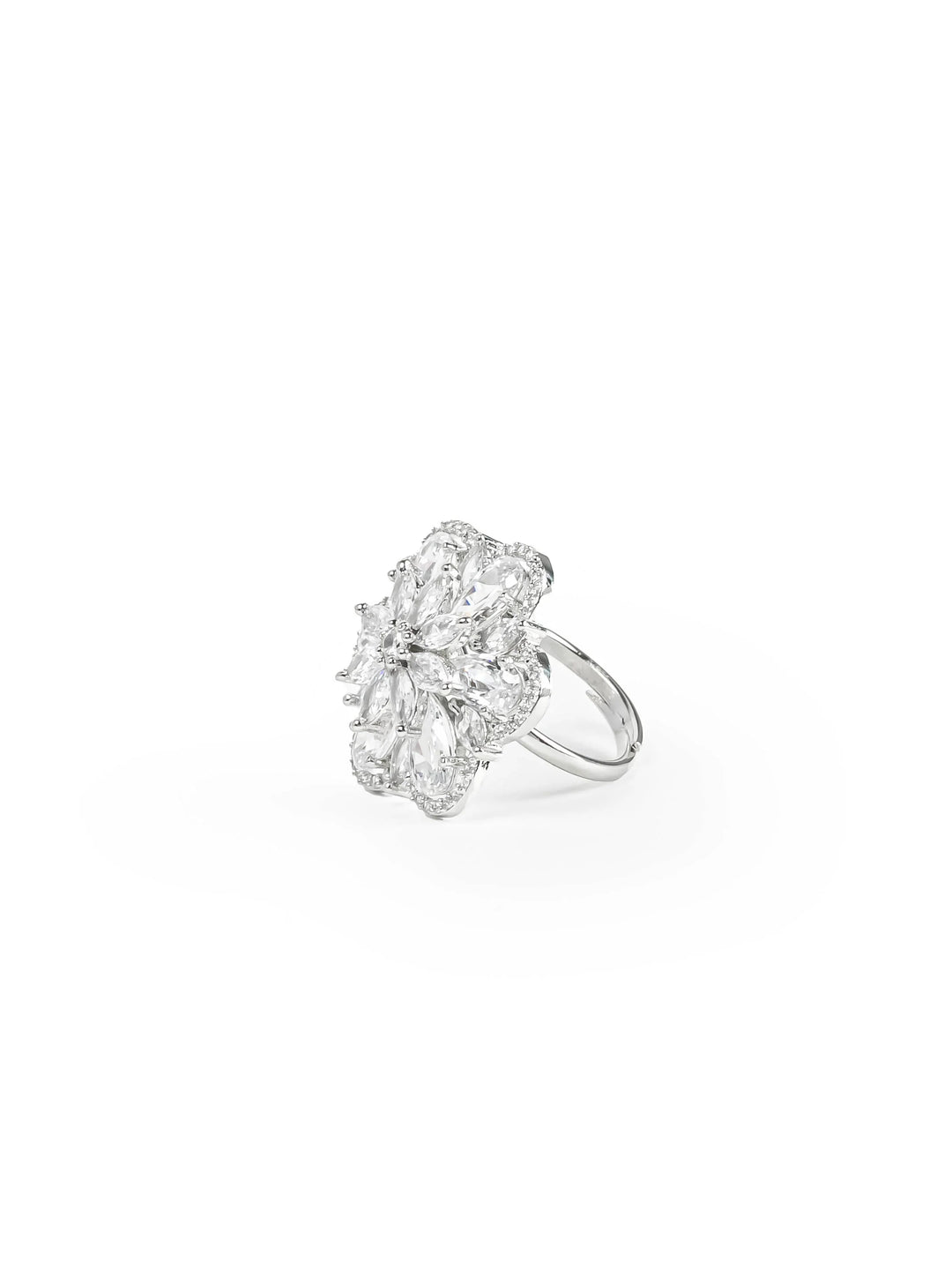 Silver Toned AD Stone Ring